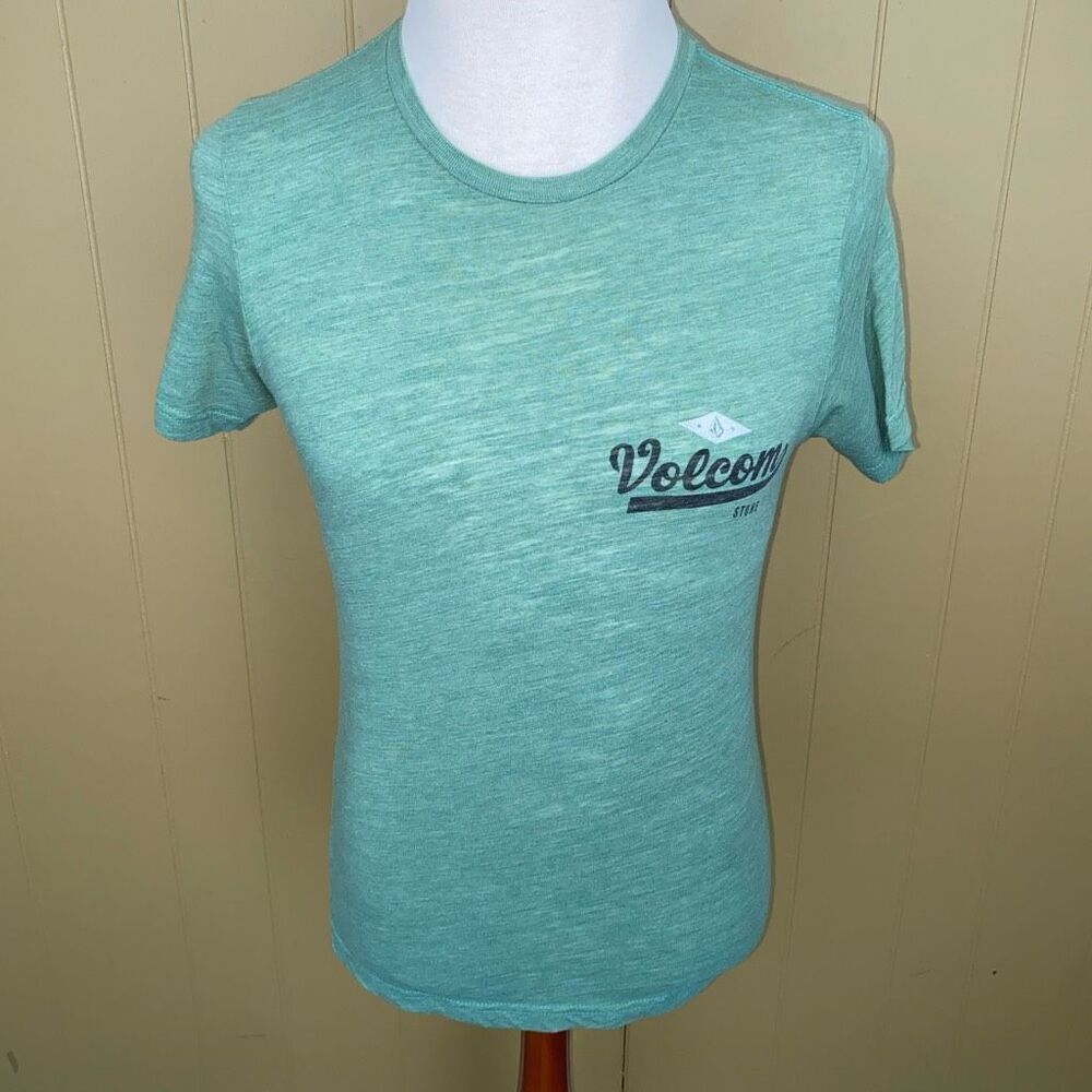 Volcom men S Crewneck short sleeve graphic print  T-shirt green
